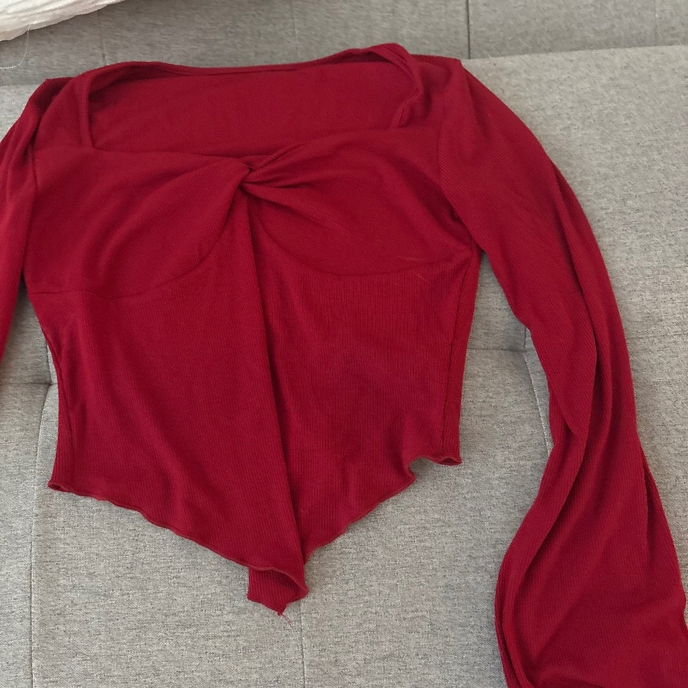 Dark red long sleeve blouse